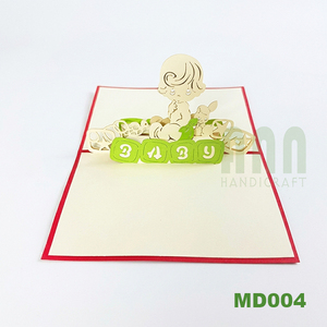 3D Pop-Up Handmade Paper Craft Birthday Invitation for Newborn Souvenirs Baby <b>Shower</b> Valentine's Day Mother's Day Father's Day - Product Image 1