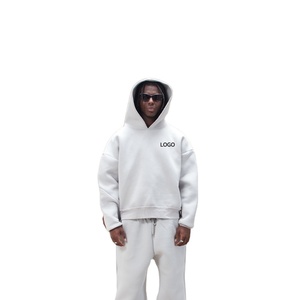 Vente en gros 100% coton French Terry Eco-Friendly Winter Boxy Regular Hoodie 300 Grammes Heavyweight with Front Logo Solid Pattern - Product Image 6