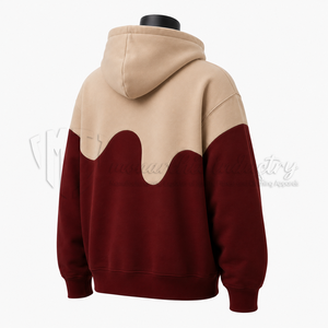 Sweat-shirt à capuche unisexe personnalisé, couleur bordeaux beige, coupe ample, en molleton, 100% coton, coupe-vent, respirant, décontracté - Product Image 4