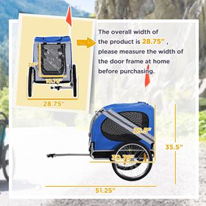 Rimorchio per Bicicletta per Cani Azzurro/Grigio con 3 Ingressi, Ruote Fuoristrada e Rete di Protezione per Viaggi Sicuri con Animali Domestici - Product Image 3