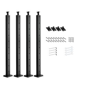 Set di 4 Pali per Ringhiera in Acciaio Inox 36x1x2 con Fori Orizzontali Pre-Forati per Componenti Scale - Product Image 1