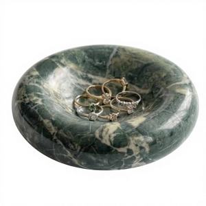 Bandeja Decorativa de Piedra Natural en Forma de Donut, Color Verde Mármol, Decoración de Hogar de Lujo, Moderna, para Cocina y Comedor - Product Image 1