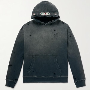 Sweat à capuche oversize en coton vintage 500 g/m², style streetwear personnalisé, tricot gaufré, effet délavé, pour homme - Product Image 1