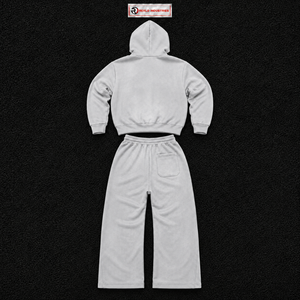 Conjunto Deportivo Gráfico Plateado para Hombre, Sudadera con Cremallera Completa y Pantalones Jogger Relajados, Estilo Urbano Premium - Product Image 6