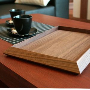 Plateau de service ovale en bois traditionnel, fait main, design minimaliste, en bois massif, pour thé et café - Product Image 6