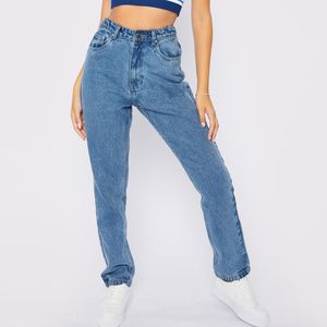 กางเกงยีนส์ลำลองผู้หญิง กางเกงยีนส์แฟชั่นเอวสูงสีน้ำเงิน กางเกงเดนิมผู้หญิงคลาสสิก - Product Image 3