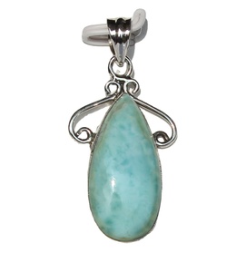 Natural Larimar Pendant Necklace Sterling Silver Cabochon Wrap Oval Signature Gem Piece Healing <b>Crystal</b> <b>Top</b> Grade Unisex - Product Image 5