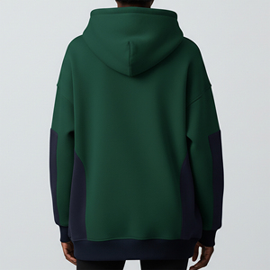 Sweat à capuche pour femme de haute qualité, coupe ample, avec logo imprimé en relief sur le devant, blocs de couleur, en coton 100% écologique et lourd - Product Image 2