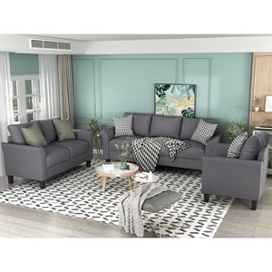 Set da Soggiorno in 3 Pezzi in Misto Poliestere per Divani - Product Image 1