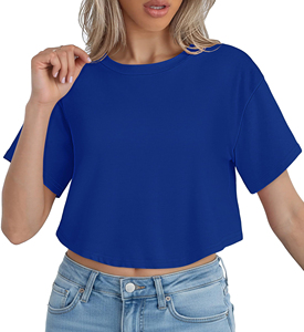 เสื้อยืดคอกลมผู้หญิง เนื้อผ้าโพลีเอสเตอร์ผสมคอตตอนอย่างดี ทอละเอียด ป้องกันแบคทีเรีย น้ำหนักเบา รับผลิตแบบ OEM - Product Image 5