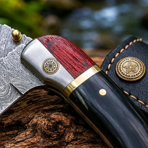 Cuchillo de Bolsillo Plegable de Acero Damasco y Cobre al Mejor Precio al por Mayor, con Bloqueo Interno, Mango de Madera, Personalizable OEM, 100% de Alta Calidad - Product Image 1
