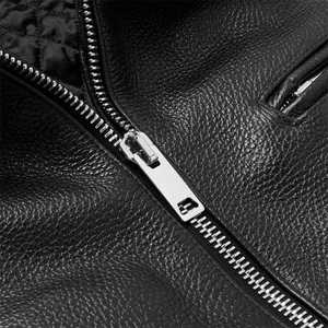 Chaqueta de cuero genuino de la mejor calidad para hombre, chaqueta de cuero con púas y franja blanca, chaqueta de cuero estilo motero para hombre - Product Image 5