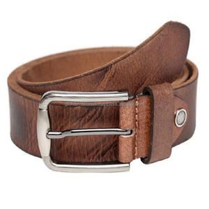 Ceinture décontractée en cuir élégante peinte à la main pour hommes avec boucle en laiton nickelé à bouton-pression réglable - Product Image 1