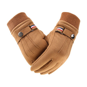 Gants d'hiver tactiles en cuir marron respirants et écologiques, longueur poignet, chauds, pour activités de plein air, voyage, usage quotidien, sport et loisirs - Product Image 1