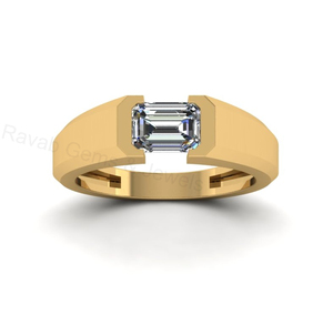 Anillo de Plata de Ley 925 con Baño de Oro, Diseño Minimalista en Forma de Octágono, con Circonita Cúbica de 6x8mm, Más Vendido - Product Image 6