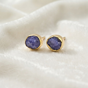 Ratnarachit Tanzanite Baguette <b>Stud</b> <b>Earrings</b> Gold Plated Brass Claw Setting Minimalist Women's Gift Jewelry - Product Image 1