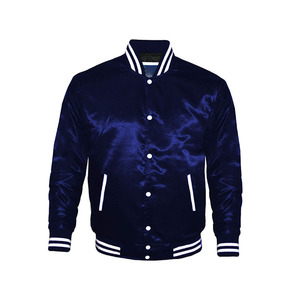 Veste universitaire bleu marine pour homme, manches régulières, couleur unie, col rabattu, fermeture boutonnée, vêtement d'automne - Product Image 1