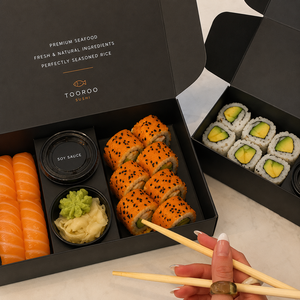 Boîte à sushi jetable biodégradable, écologique, de qualité alimentaire, personnalisable avec options de logo personnalisé, revêtement UV pour la livraison à emporter - Product Image 4