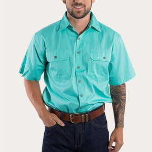 Chemise de travail unisexe gris clair à manches courtes haute visibilité en coton respirant imperméable antibactérien avec deux poches poitrine tendance - Product Image 4