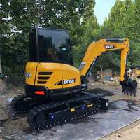 Mini-excavatrice SANY SY35U d'occasion à rotation arrière, 3,86 tonnes, compacte, pour travaux de rénovation de jardins et de construction municipale