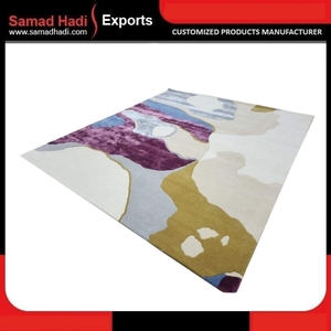 Tapis en laine indienne artisanal de qualité supérieure, brodé, à poils longs, pour cuisine et salon, vente en gros, directement du fabricant - Product Image 2