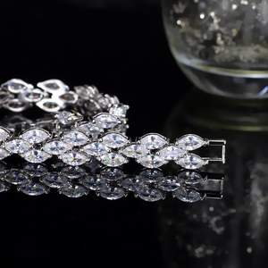 RAMDUT IMPEX Silver Moissanite Tennis Bracelet Floral Cluster Cut Sparkling Elegant Formal Trendy GRA Certified Unisex Jewelry - Product Image 3