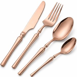 Elegante Juego de Cuchillo, Tenedor y Cuchara de Acero Inoxidable con Diseño Martillado y Acabado Espejo para Bistec, Hotel, Restaurante, Comida Occidental - Product Image 4