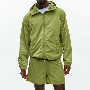 Ensemble veste à capuche et short vert olive pour homme, vêtements d'extérieur décontractés d'été à séchage rapide, tenue de sport - Product Image 3
