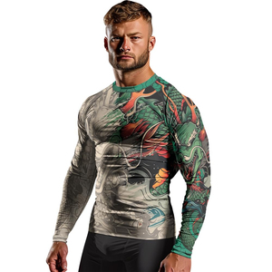 Rashguard d'arts martiaux, coutures renforcées, tissu compressif respirant, logo personnalisé, haut de gamme pour BJJ, MMA, grappling, homme. - Product Image 2