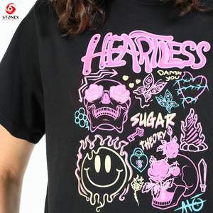 Camiseta Extra Grande de Primera Calidad para Mujer, Cuello Redondo, Corte Holgado, Estampado Gráfico Informal, Manga Corta, Camiseta Moderna para el Día a Día - Product Image 5