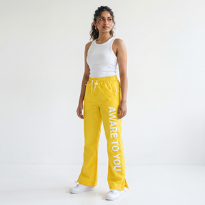 <b>Women</b> Wide Leg Windbreaker Pants High Waist Drawstring Loose Fit Side Print <b>Trouser</b> Casual <b>Summer</b> Wear Full Length Nylon Pants - Product Image 1