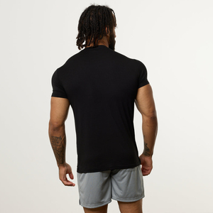 Camiseta Deportiva de Manga Corta para Hombre, Cuello Redondo, Ajustada, de Secado Rápido, Color Negro - Product Image 2