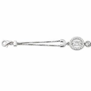 Bracelet chaîne en argent sterling 925 avec diamants pour femme, design géométrique circulaire poli, idéal pour les fêtes, mariages, cadeau, bijoux - Product Image 2