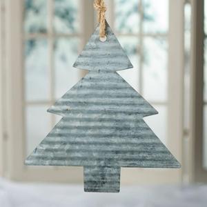 Décoration de Noël rustique en métal à suspendre, artisanat, cadeau, décoration maison et jardin, accent de sapin de Noël découpé en tôle galvanisée - Product Image 1
