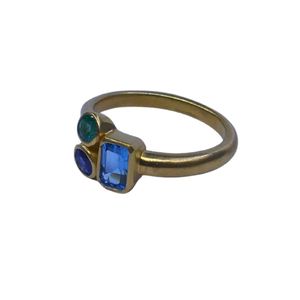 Wedding Wear 925 Sterling <b>Silver</b> Gold Plated Jewelry Blue Topaz <b>Emerald</b> Gemstone Women Wear Classic <b>Ring</b> - Product Image 2