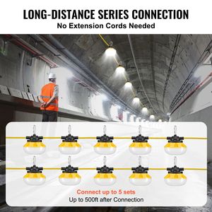 Lampada da Lavoro per Cantieri 100W 10000LM, Impermeabile IP65, Ganci per Appendere, 10 Luci a Stringa 5000K per Cantieri Edili - Product Image 5