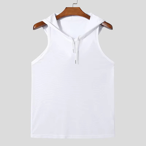 Débardeur Homme Nouvelle Collection Chic – Débardeurs Sportifs à Capuche pour Homme, Sexy, Couleur Unie, Transparent, Sans Manches, T-shirt Décontracté d'Été - Product Image 5