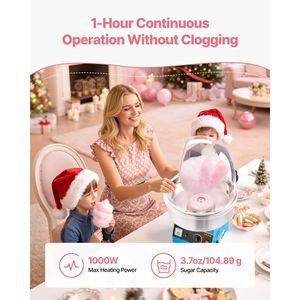 Macchina Elettrica Commerciale per Zucchero Filato da 1000W con Ciotola in Acciaio Inossidabile e Copertura - Product Image 4