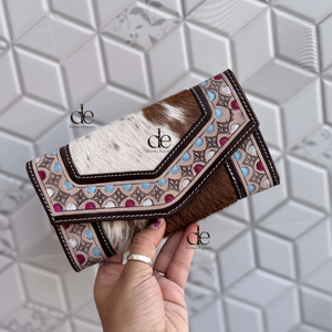 Hermoso diseño tallado a mano cartera embrague elegante piel de vaca Cartera de cuero multiusos carteras de cuero occidental - Product Image 1