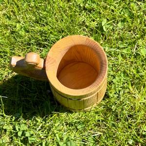Premium Handcrafted Wooden Beer <b>Mug</b> Natural Oak Viking Tankard Rustic Barrel Style Wooden Drinking <b>Mug</b> with Stainless Steel Band - Product Image 3