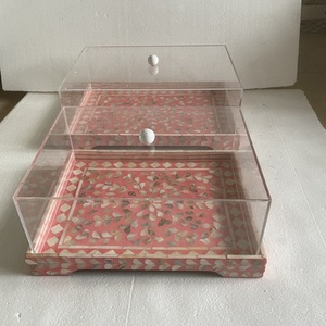 Plateau carré en nacre de haute qualité, fait main, avec couvercle en acrylique, fabriqué au Vietnam, boîte à chocolat pour le Ramadan, modèle Lavihex Co - Product Image 2