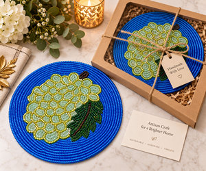 Set de table rond décoratif fait main de 12 pouces avec perles pour la décoration intérieure et la vente en gros - Product Image 3