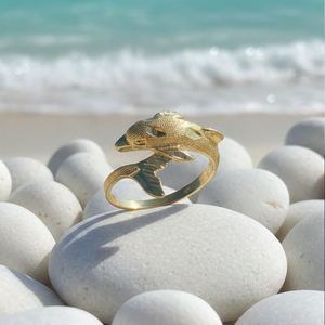 Bague Dauphin en Laiton Plaqué Or de Haute Qualité, Artisanat Tendance, Poli, Cadeau pour Mariage, Fiançailles, Fête, Anniversaire, Quotidien - Product Image 2