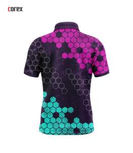 Corex Men's Short Sleeve Polo <b>Shirt</b> <b>Geometric</b> Honeycomb Print Quick Dry Polyester Casual Sport Wear - Product Image 2