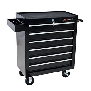 Carrello porta attrezzi multifunzione a 6 cassetti con ruote nero - Product Image 4