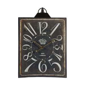 Grande Orologio da Parete Rettangolare Vintage Nero con Numeri Bianchi per Arredamento Casa - Product Image 2