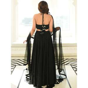 Sweet Black <b>Sequin</b> Georgette Reception Lehenga Choli for Women - Product Image 3