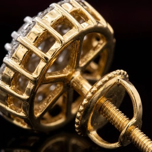 0.27 Ct Natural Round & Baguette Cut Diamond Cluster Stud <b>Earrings</b> 10k Yellow Gold <b>Fine</b> Jewelry for Women - Product Image 3