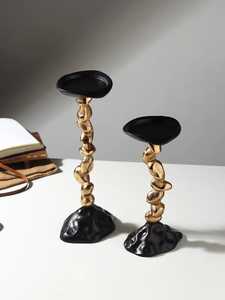 Trendy <b>Black</b> Gold Silver Aluminum Twisted <b>Candlestick</b> Holder for Home Decoration Religious Use Durable Handmade Eco-Friendly - Product Image 1