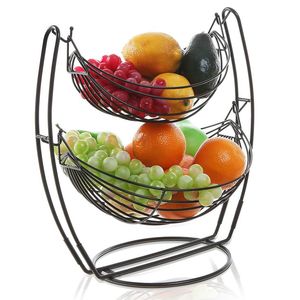 Support à fruits en fer à 2 niveaux, panier à fruits, support à légumes, vaisselle décorative, articles ménagers, fabricant et exportateur en gros - Product Image 5